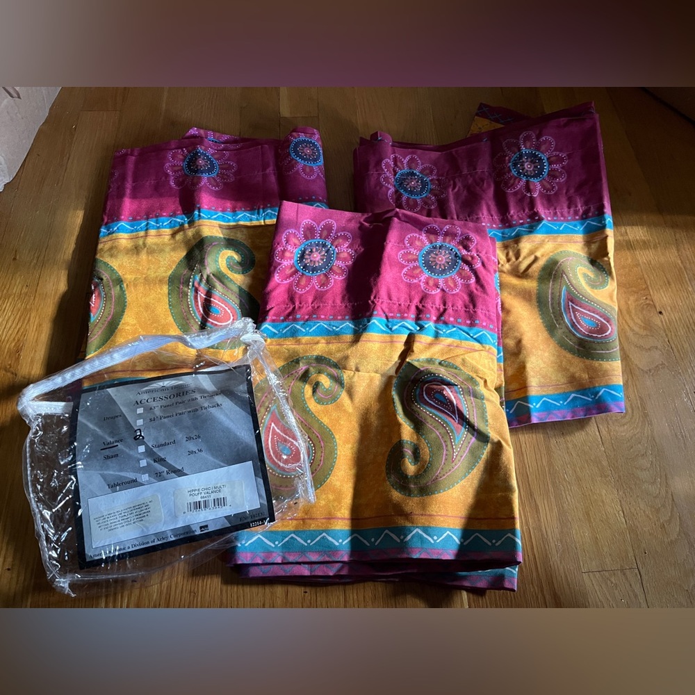 Set of 3 American Home Valance Curtains Hippie Chic
